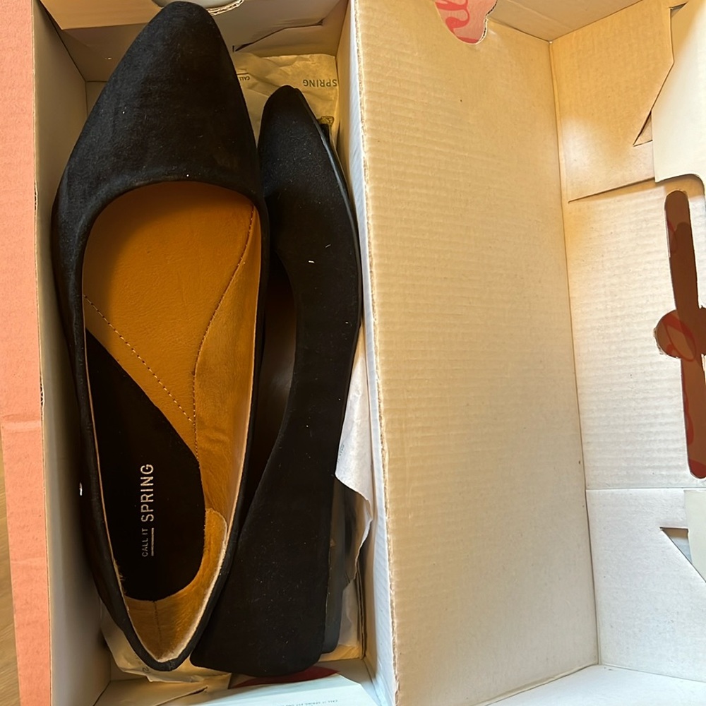 Black suede flats